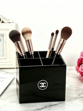 CHANEL Black Acrylic Makeup Brush Storage Organizer